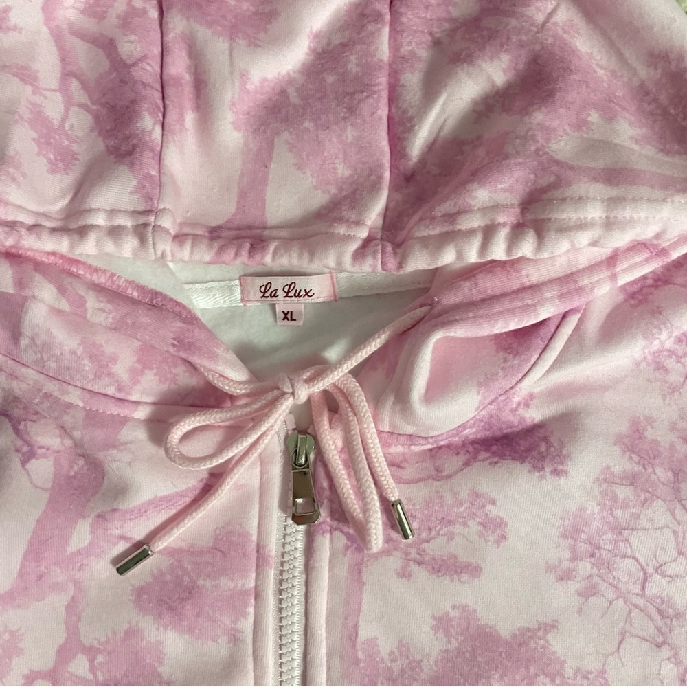 Pink Tree Pattern Zip-Up Hoodie - Picture 3 of 3